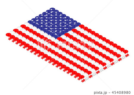 Isometric beach or deck chair with umbrella in row Isometric beach or deck chair with umbrella in row 45408980