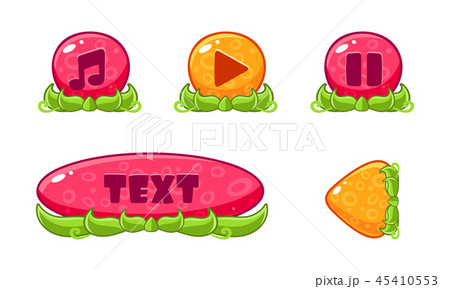 Cute colorful glossy jelly buttons with nature elements set, user interface assets for mobile apps Cute colorful glossy jelly buttons with nature elements set, user interface assets for mobile apps 45410553