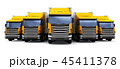Row of cargo trucks isolated on white background 45411378
