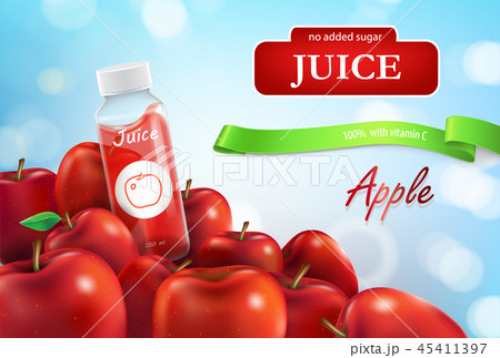 realistic promo banner of apple juice realistic promo banner of apple juice 45411397