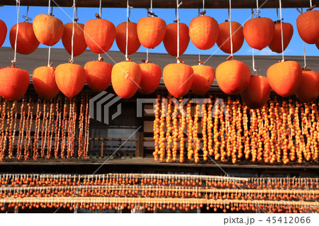 枯露柿(ころ柿)と古民家　甲州市 45412066