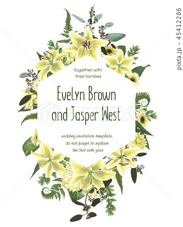 Wedding floral invitation, invite card. Vector  45412286