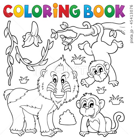Coloring book monkey theme 4 45413076