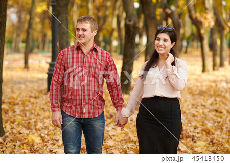 family and children are in autumn city park family and children are in autumn city park 45413450