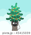 Xmas fir tree with eyes in the hollow. Flat style 45415039