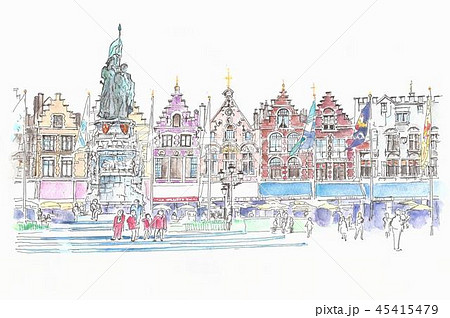 世界遺産の街並み ベルギー グランパレのイラスト素材