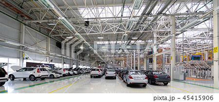 new car is at factory. Warehouse of cars. Modern car Assembly at factory new car is at factory. Warehouse of cars. Modern car Assembly at factory 45415906
