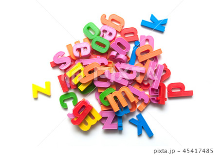 colorful plastic letters on white background 45417485