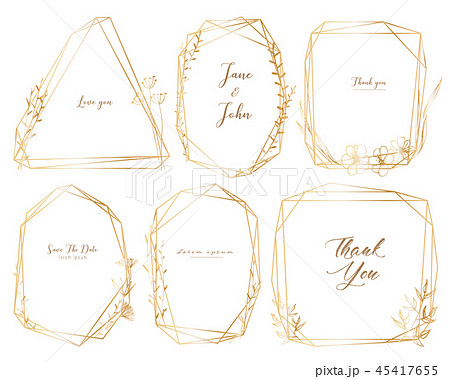Set of geometric frame, Hand drawn flowers,  45417655