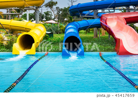 water slides in aqua park 45417659