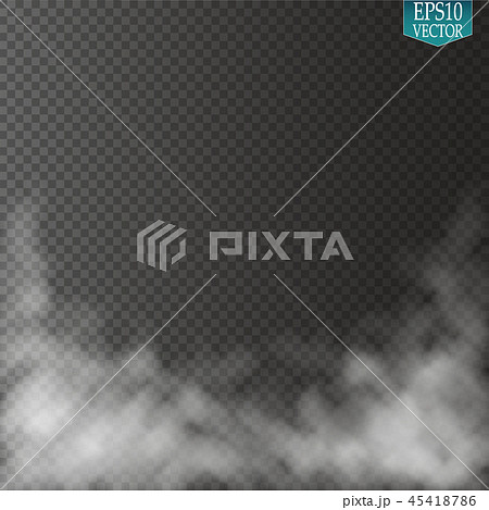 Fog or smoke isolated transparent special effect. White vector cloudiness, mist or smog background 45418786