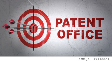 Law concept: target and Patent Office on wall background Law concept: target and Patent Office on wall background 45418823