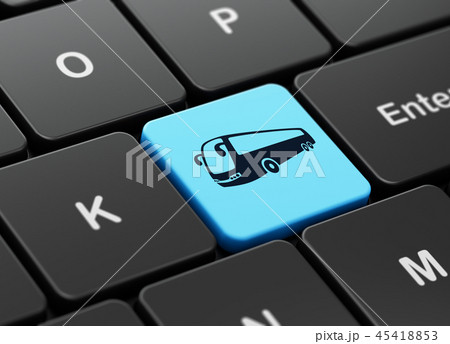 Vacation concept: Bus on computer keyboard background Vacation concept: Bus on computer keyboard background 45418853