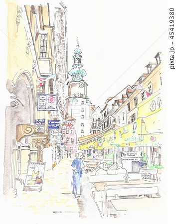 世界遺産の街並み・スロバキア・ミハエル塔の路地 45419380