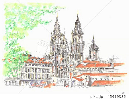 世界遺産の街並み・スペイン・サンテイヤーゴデイコンポステーラ 世界遺産の街並み・スペイン・サンテイヤーゴデイコンポステーラ 45419386