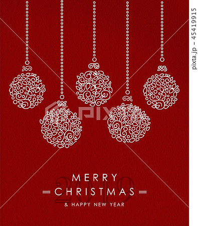 Merry christmas happy new year outline bauble deco Merry christmas happy new year outline bauble deco 45419915