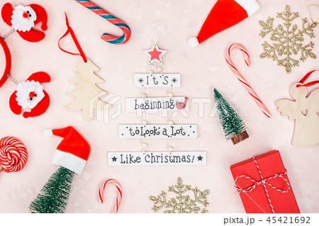 New Year or Christmas decoration flat lay 45421692