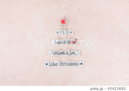 Christmas decorative wooden garland with text Christmas decorative wooden garland with text 45421693