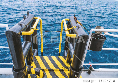 View of offshore vessel boatlanding - installation for crew change 45424718