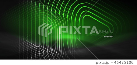 Dark black abstract background with neon colors and lines 45425106