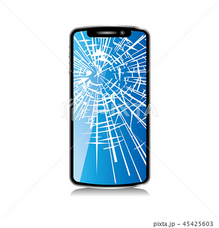 スマートフォンのリアルイラスト ヒビ割れの画面 Smartphone Illustrationのイラスト素材