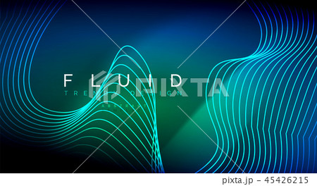 Blue neon particles glowing fluid wave lines, magic energy space light concept, abstract background Blue neon particles glowing fluid wave lines, magic energy space light concept, abstract background 45426215