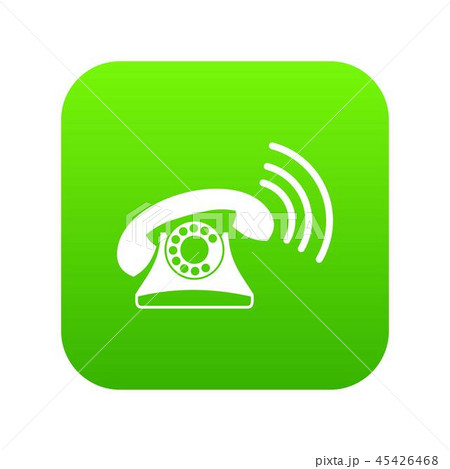 Retro phone icon digital green 45426468