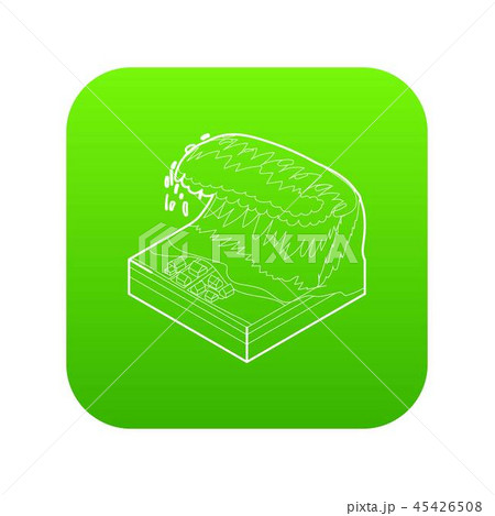 Tsunami wave icon green vector Tsunami wave icon green vector 45426508