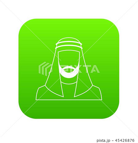 Arabic man in traditional muslim hat icon digital green Arabic man in traditional muslim hat icon digital green 45426876