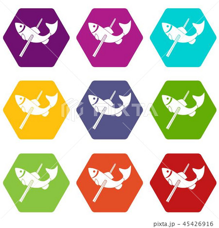 Fishing icons set 9 vector 45426916