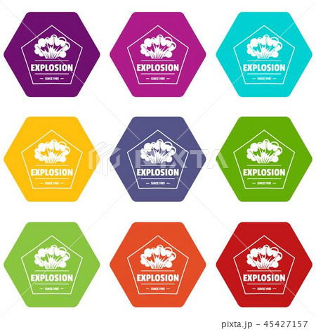Weapon explosion icons set 9 vector 45427157
