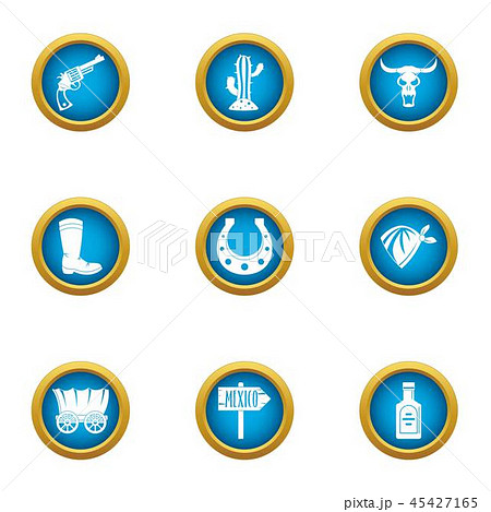 Border mexico icons set, flat style 45427165