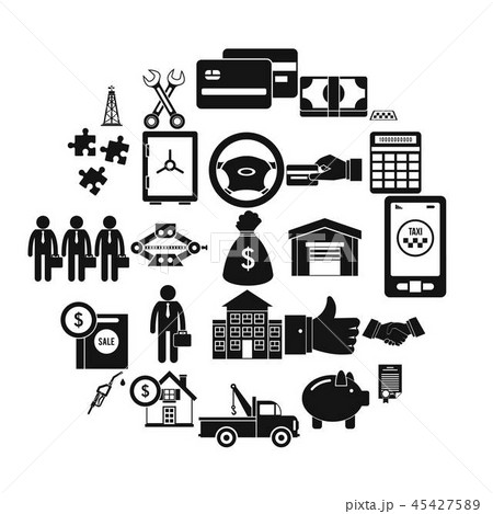 Waste of money icons set, simple style Waste of money icons set, simple style 45427589