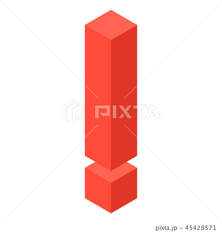 Red exclamation mark icon, isometric style 45428571