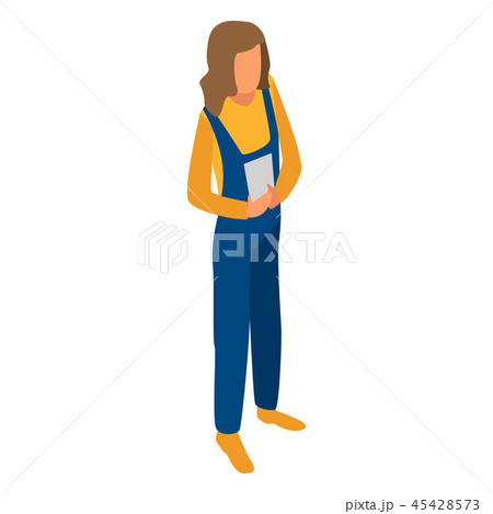 Woman technician construction icon, isometric style 45428573