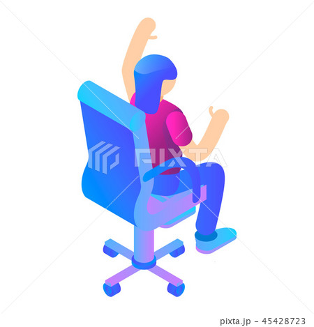 Girl at armchair icon, isometric style Girl at armchair icon, isometric style 45428723
