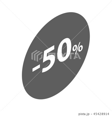 Minus 50 percent sale emblem icon, isometric style 45428914