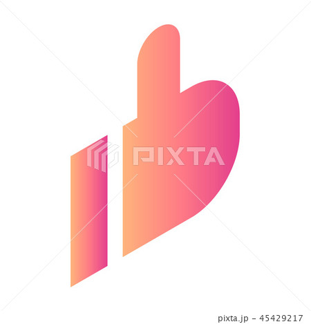 Gradient thumb up icon, isometric style 45429217