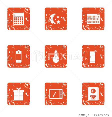 Night parking icons set, grunge style 45429725