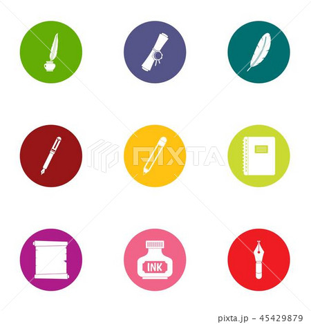 Written affiliation icons set, flat style 45429879