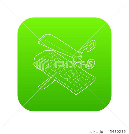 Cutting prices icon green vector 45430256