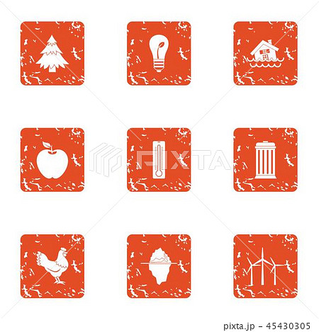 Treacherous life icons set, grunge style Treacherous life icons set, grunge style 45430305