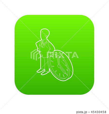 Businessman and clock showing 4 clock icon green vector 45430458