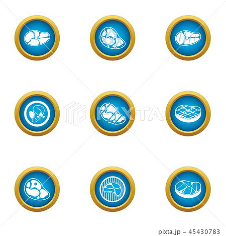 Cut of meat icons set, flat style Cut of meat icons set, flat style 45430783