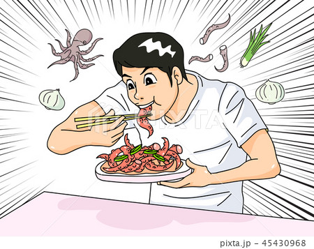 Man and woman eating food and desert at a table cartoon style vector illustration 007 45430968