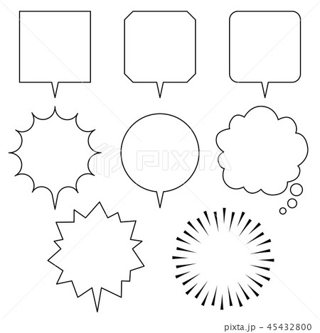 漫画風フキダシベーシック縦横比が同じ(線画のみ) 45432800