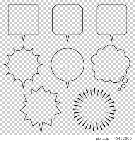 漫画風フキダシベーシック縦横比が同じ(線画のみ) 45432800