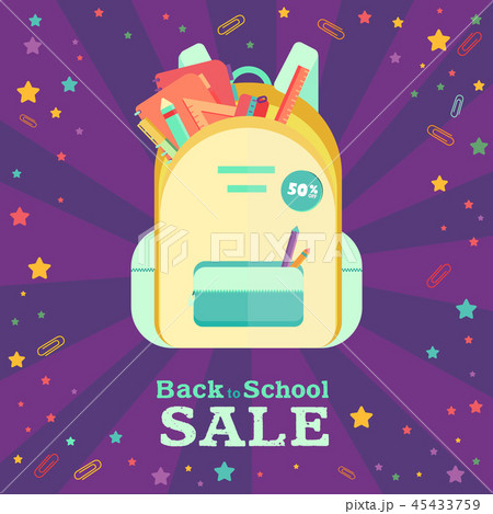 Back to school sale template banner, set of icons 45433759