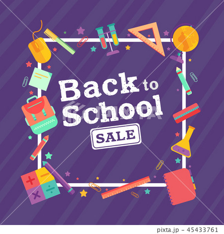 Back to school sale template banner, set of icons Back to school sale template banner, set of icons 45433761