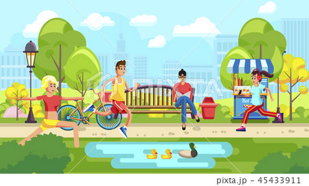 People doing sport in city park 45433911